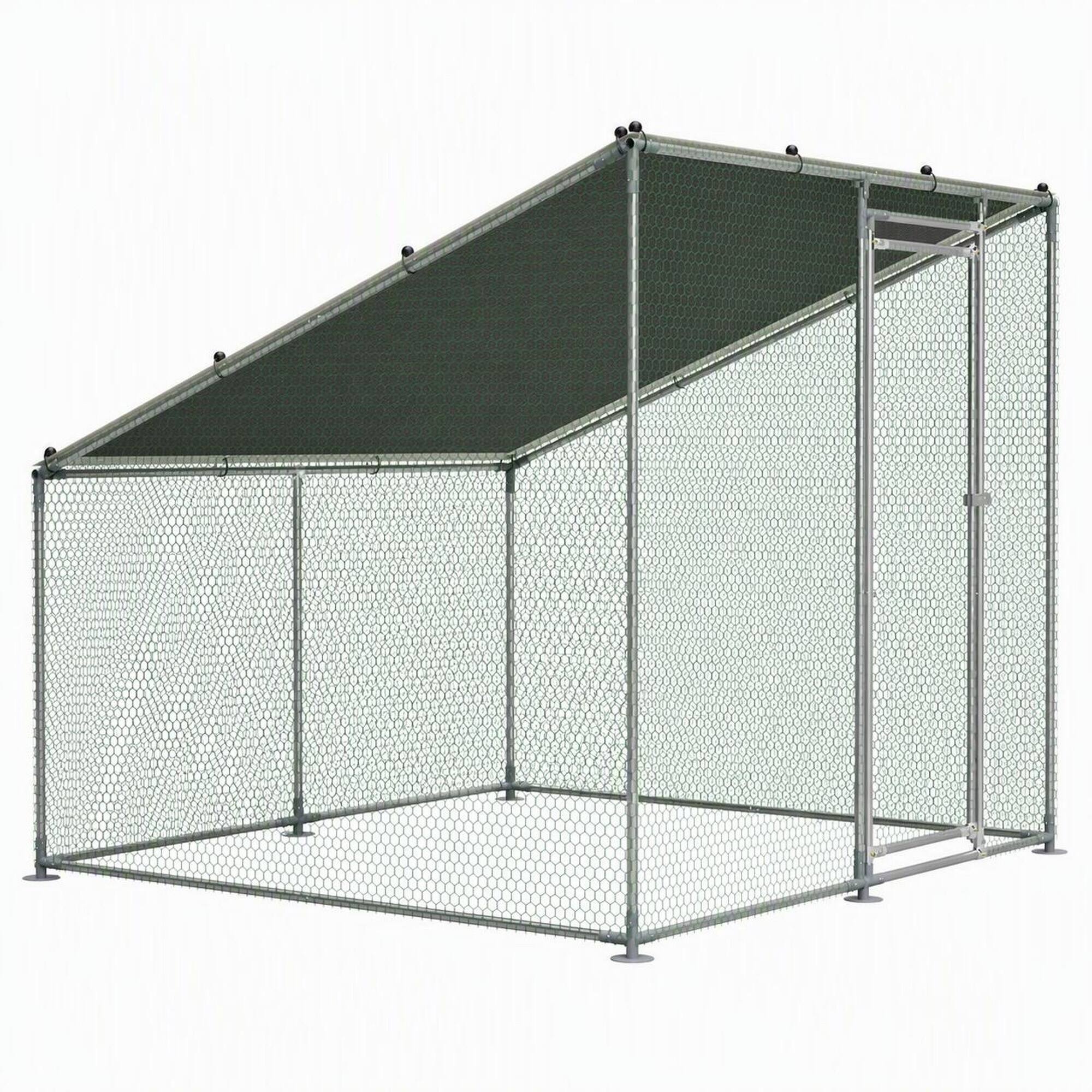 Front. RYHNUYNE - Walk-In Metal Chicken Coop 84x78.7 Inch, Waterproof & Anti-UV Poultry Cage with Slanted Roof.