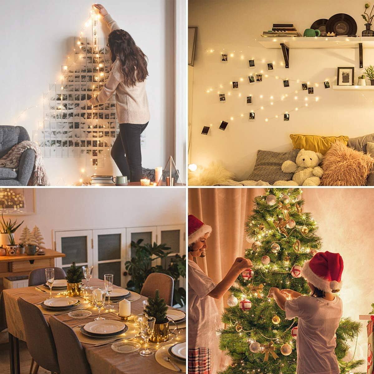 Alt View 4. Lepro - 33ft LED Fairy Lights, 3000K Warm White, Copper Wire String Lights for Bedroom Decoration Patio Wedding Party Christmas.