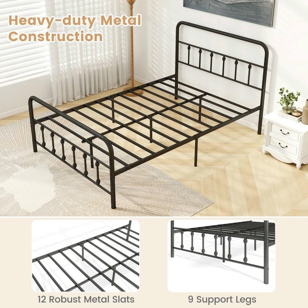 Heavy-duty Metal Construction  
12 Robust Metal Slats  
9 Support Legs