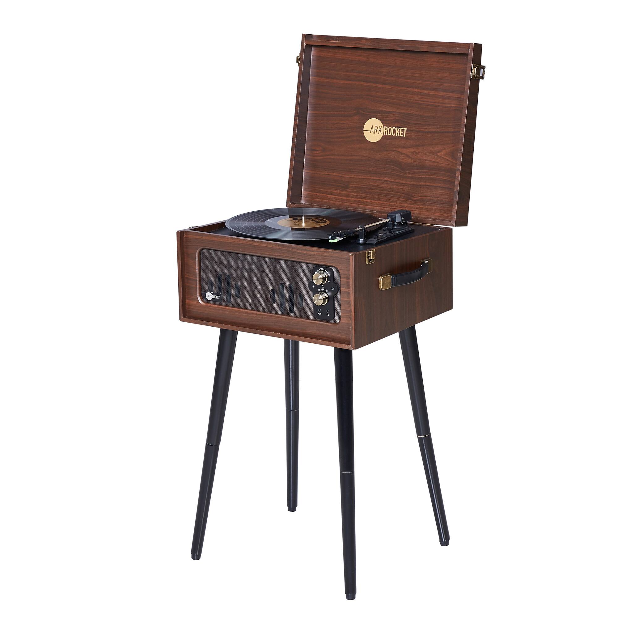 Arkrocket - Discovery II 3-Speed Bluetooth Turntable with Speakers & Removable Legs – - Espresso