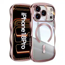 UUCOVER - Magnetic Case for Apple iPhone 18 Pro Compatible with MagSafe, Shockproof Electroplated Bumper Clear Slim Phone Cover - Pink
