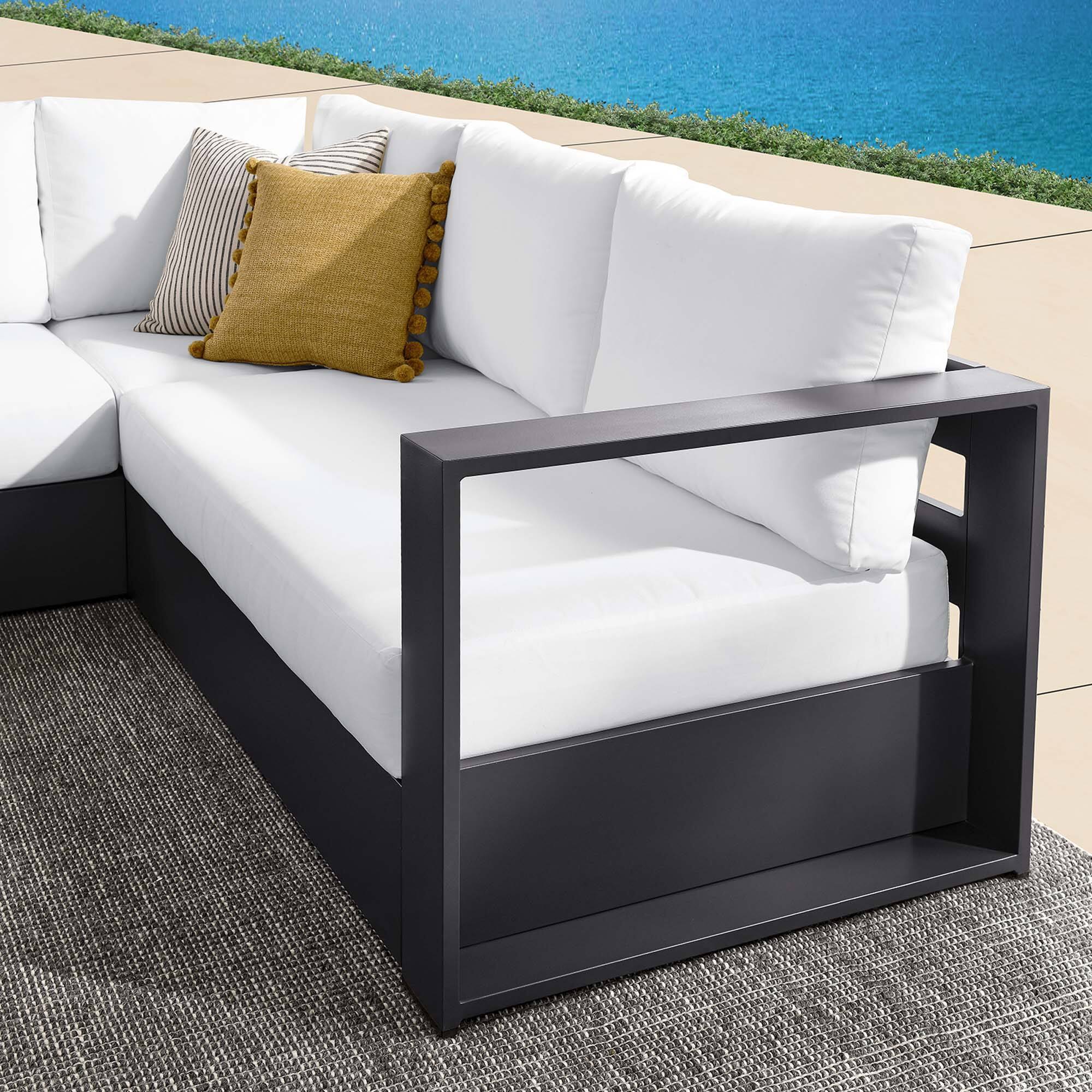 Alt View 4. Modway - Tahoe 3-Piece Powder-Coated Aluminum Outdoor Sectional Sofa Set - Gray White.