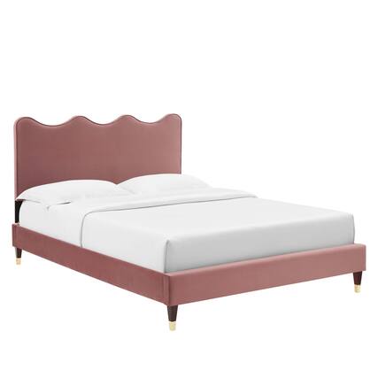 Front. Modway - Current Performance Velvet Queen Platform Bed - Red.