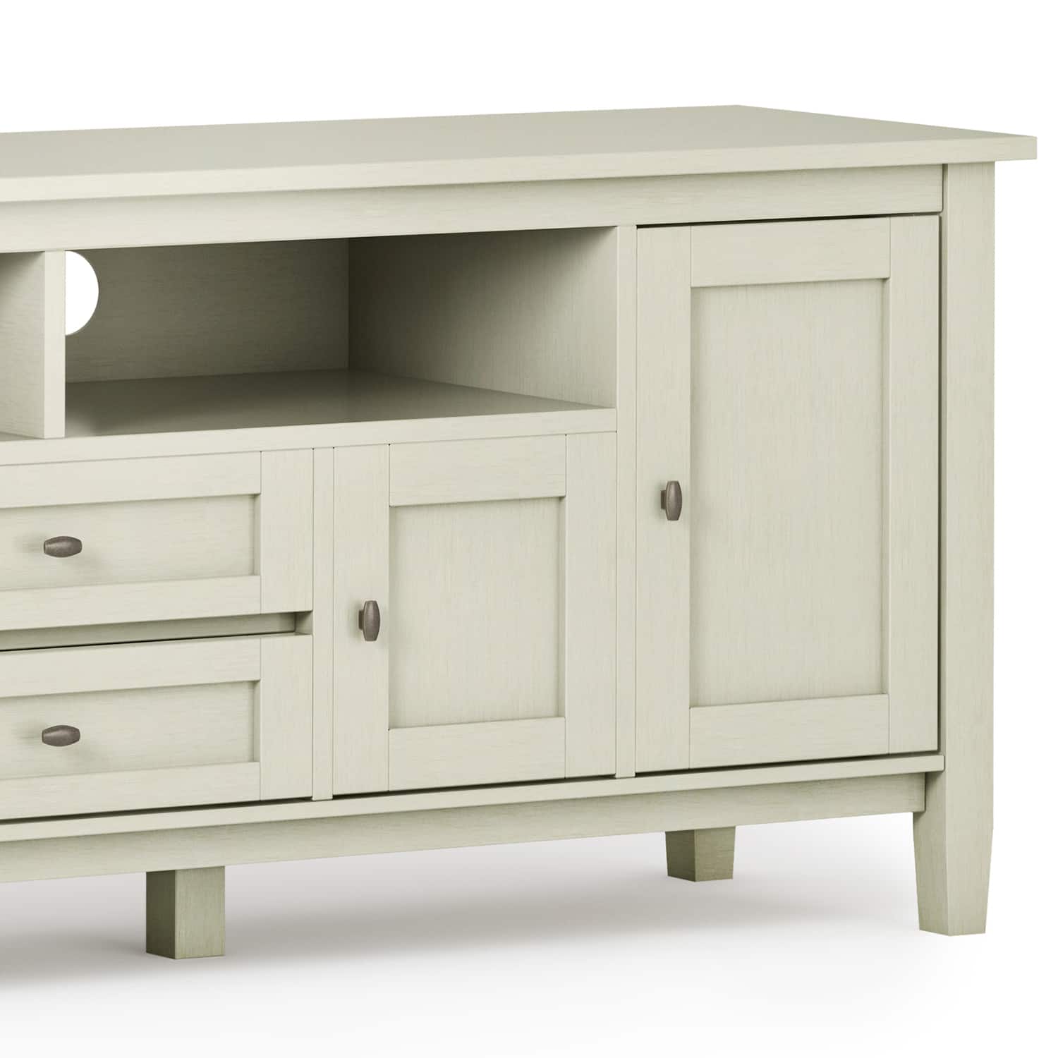 Alt View 8. Simpli Home - Warm Shaker SOLID WOOD 72 inch Wide Rustic TV Media Stand in Antique White For TVs up to 80 inches - Antique White.