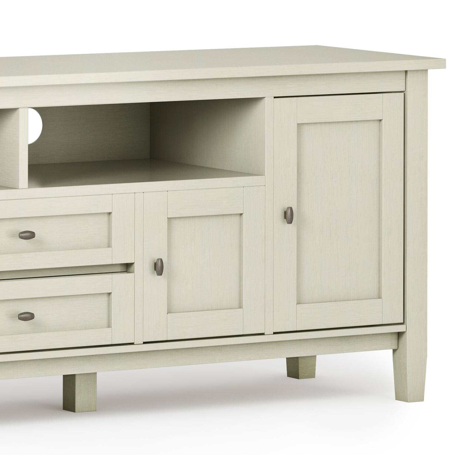 Alt View 8. Simpli Home - Warm Shaker SOLID WOOD 72 inch Wide Rustic TV Media Stand in Antique White For TVs up to 80 inches - Antique White.