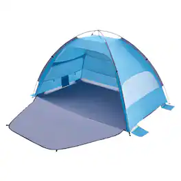 Loheer - Beach Tent Sun Shelter for 4 Person UPF 50+ Protection Portable Canopy - Blue