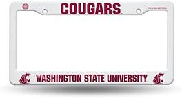Rico Industries - Washington State University WSU Cougars Raised Letter White Plastic License Plate Frame - Multi