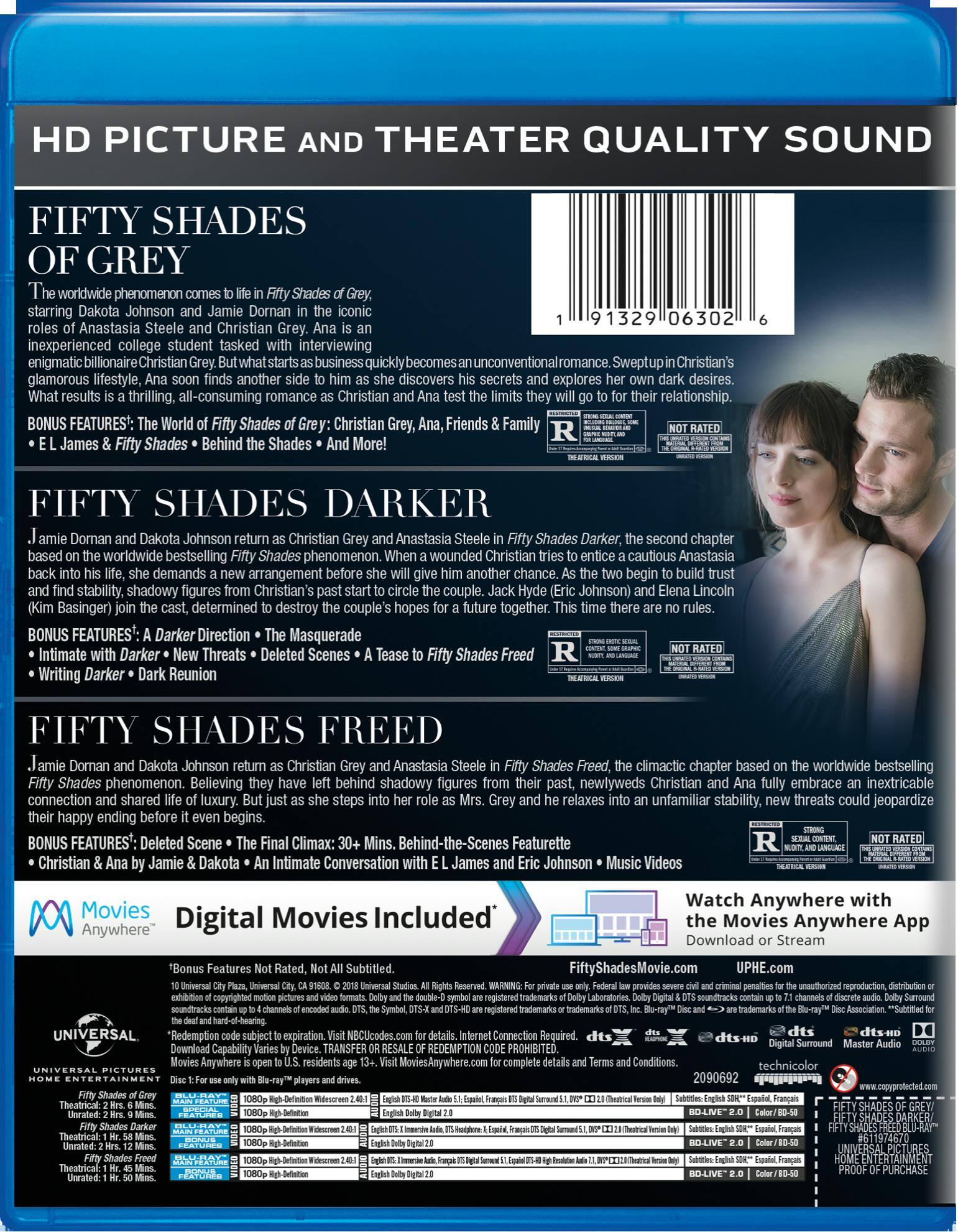 Angle. Fifty Shades: 3-movie Collection (Blu-ray Set) [Blu-ray].