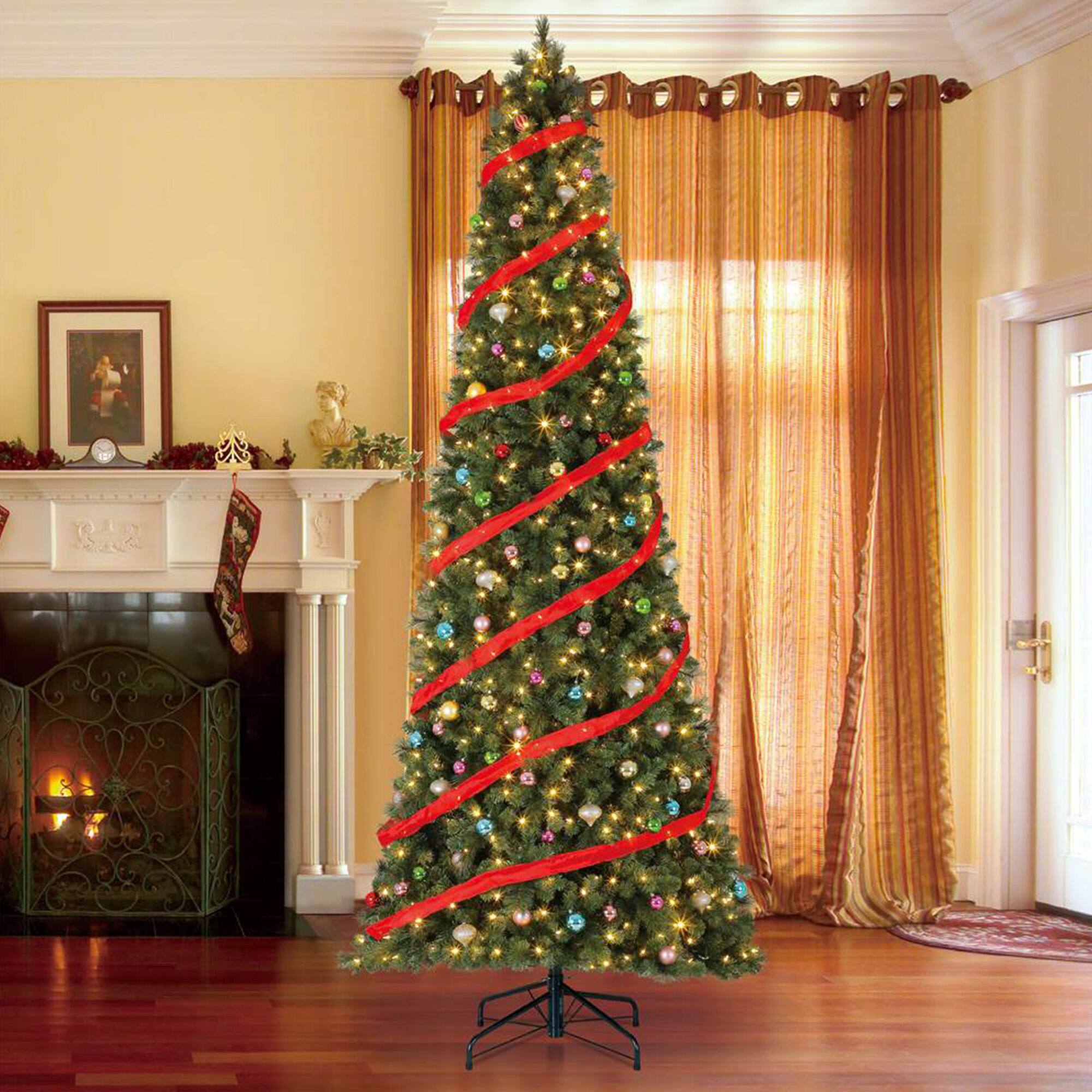 Alt View 4. Home Heritage - Home Heritage Cashmere Quick Set 12 Ft 800 LED Pre-Lit Artificial Christmas Tree - Green.
