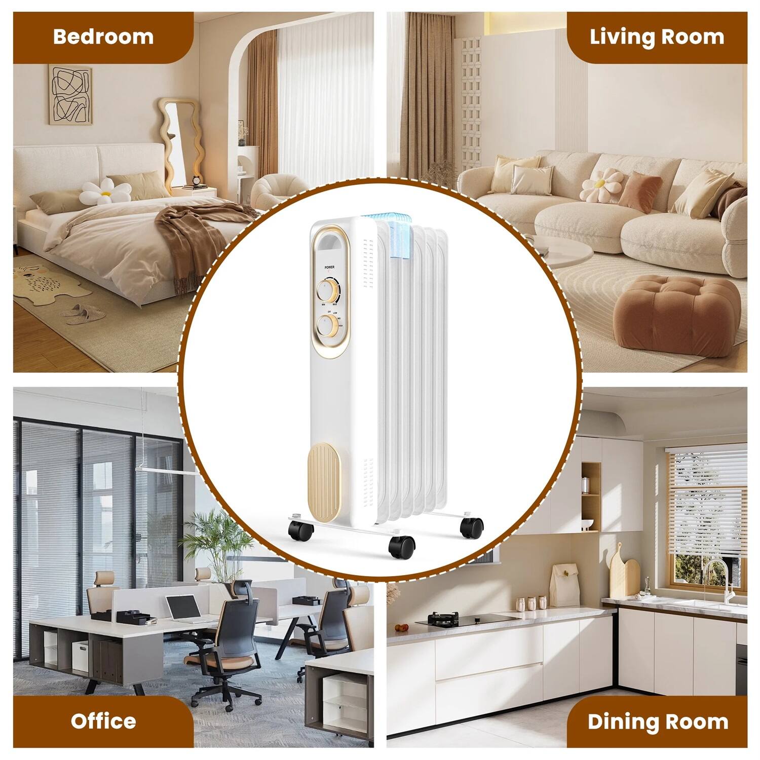 Bedroom  
Living Room  
Office  
Dining Room