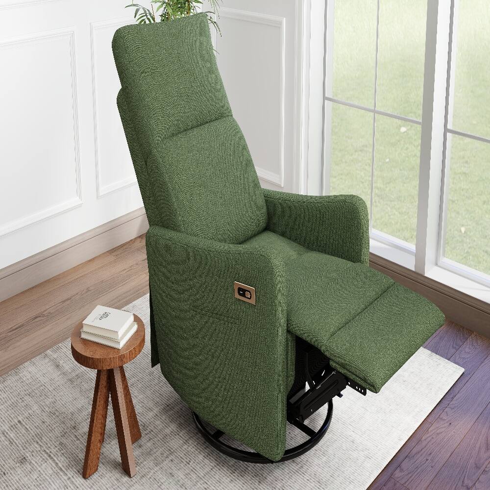 Alt View 7. Loheer - Loheer Power Swivel Recliner Chair Dark Green Rocker Recliner for Small Spaces Nursery Glider Recliner with USB Port - Dark Green.