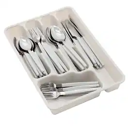 Gibson - Home Edzelle 48 Piece Stainless Steel Flatware Set with Plastic Tray - Gray