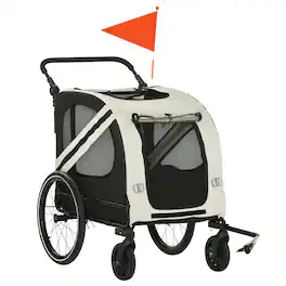 Aosom - 2-in-1 Pet Bike Trailer for Small Dogs, Road-Visibility Dog Stroller Bicycle Carrier, Weather-Strong Bike Wagon Sidecar