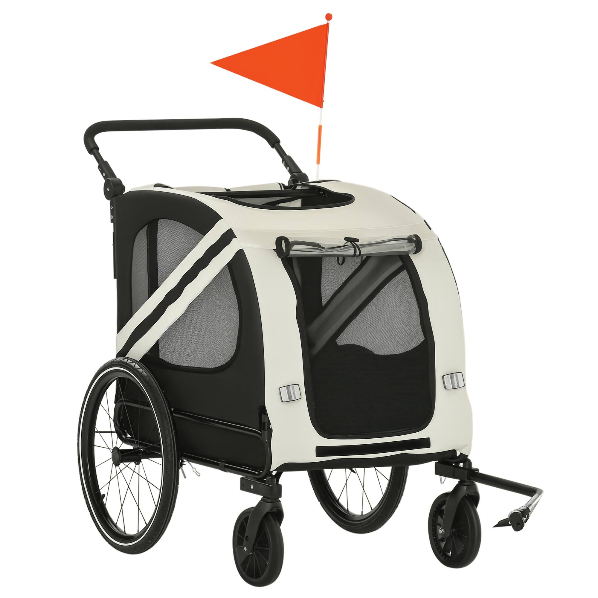 Front. Aosom - 2-in-1 Pet Bike Trailer for Small Dogs, Road-Visibility Dog Stroller Bicycle Carrier, Weather-Strong Bike Wagon Sidecar.