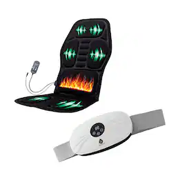 Pursonic - Rechargeable Stomach & Back Massager + Shiatsu Massager Chair Mat with Heat