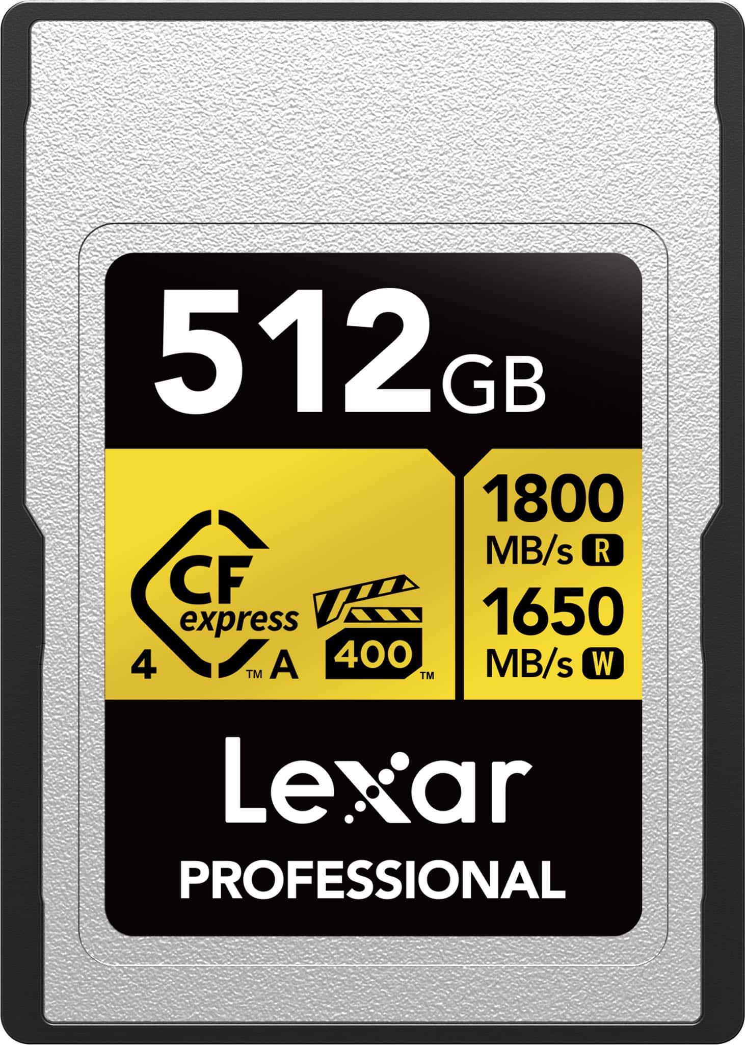 512 GB  
1800 MB/s R  
1650 MB/s W  
CF express 4 A  
400  
Lexar Professional