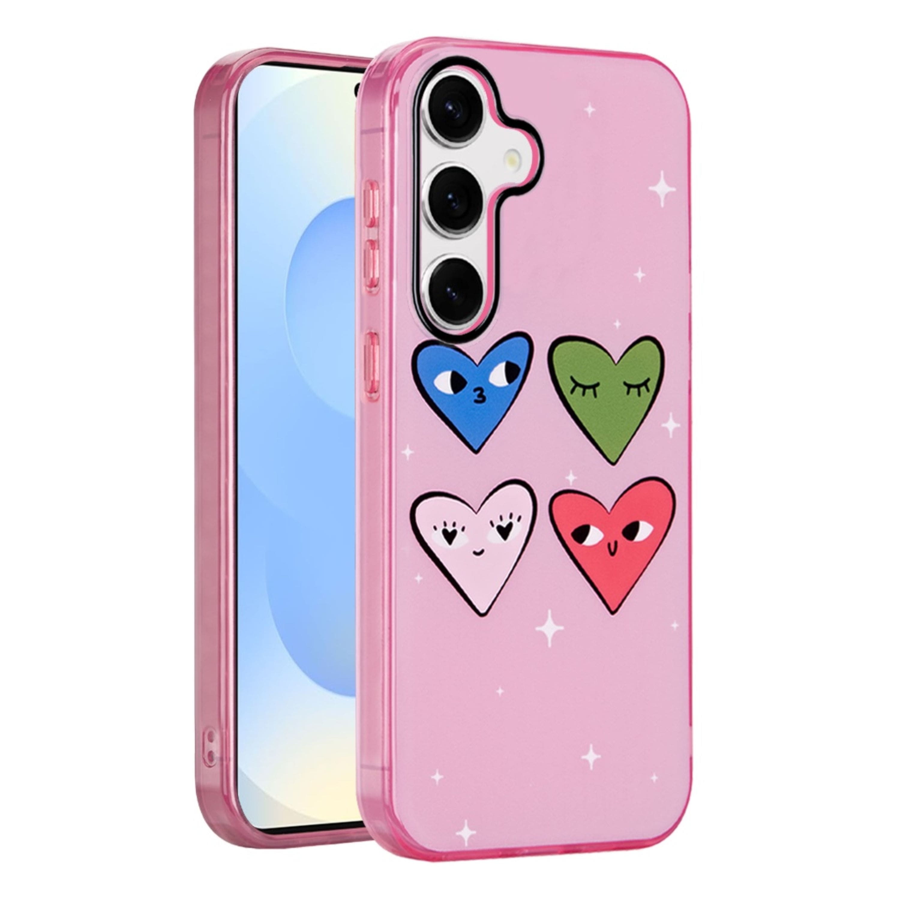 Kitcheniva - Layer In Mold Design TPU Case With Tempered Glass For Samsung S25/S24 Cute Hearts - Pink price history on PriceWatchPro