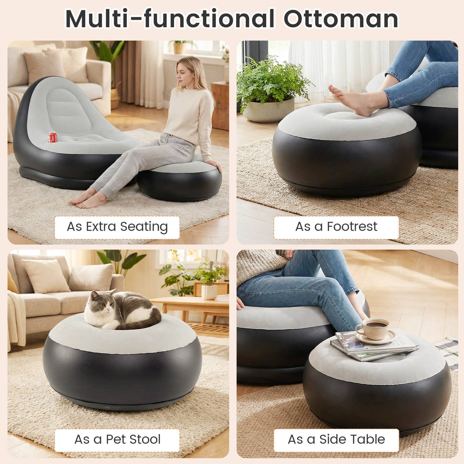 Multi-functional Ottoman

- As Extra Seating
- As a Footrest
- As a Pet Stool
- As a Side Table