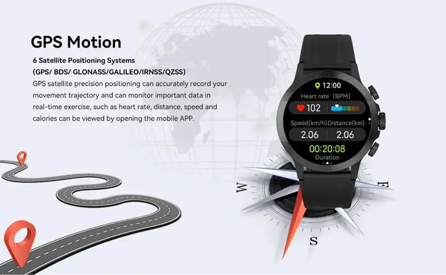 GPS Motion 6 Satellite Positioning Systems (GPS/ BDS/ GLONASS/GALILEO/IRNSS/QZSS) GPS satellite precision positioning can accurately record your movement trajectory and monitor important data in real-time, such as heart rate, distance, speed, and calories. This information can be viewed by opening the mobile APP. 12:00 Heart rate (BPM) 102 Speed (km/h) Distance (km) 2.06 2.06 00:20:08 Duration