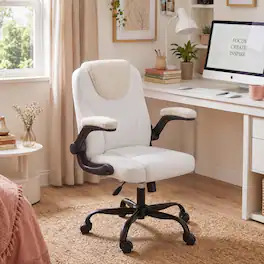 Pinmoco - Ergonomic PU Leather Office Chair, Executive Computer Desk Chair - White