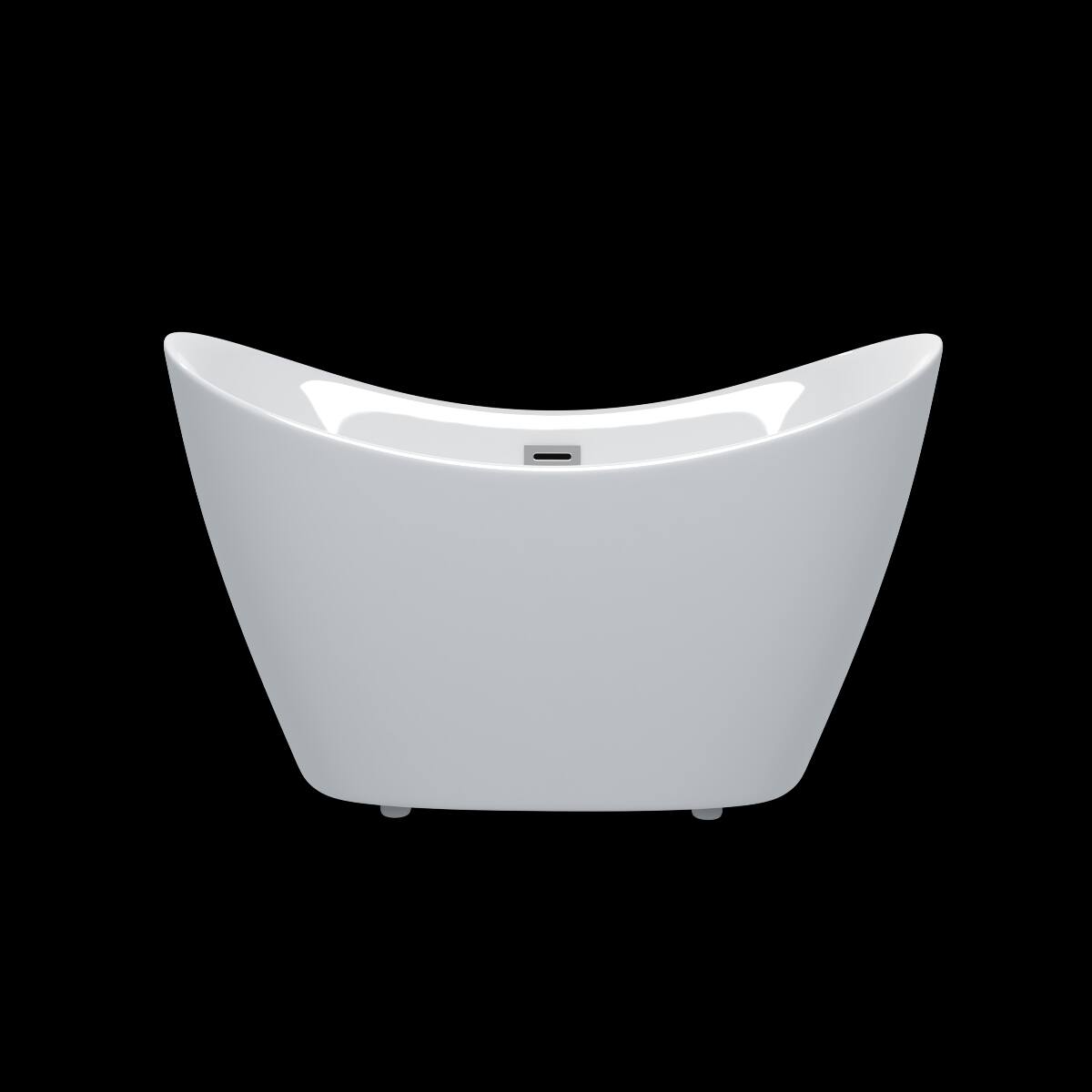 Alt View 7. Loheer - Loheer 59 Inch Freestanding Bathtub Acrylic Soaking Tub Gloss White Oval Center Drain - Gloss White.