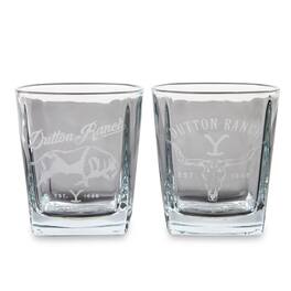 Silver Buffalo - Yellowstone Dutton Ranch 9-Ounce Mini Rocks Glasses | Set of 2 - Clear