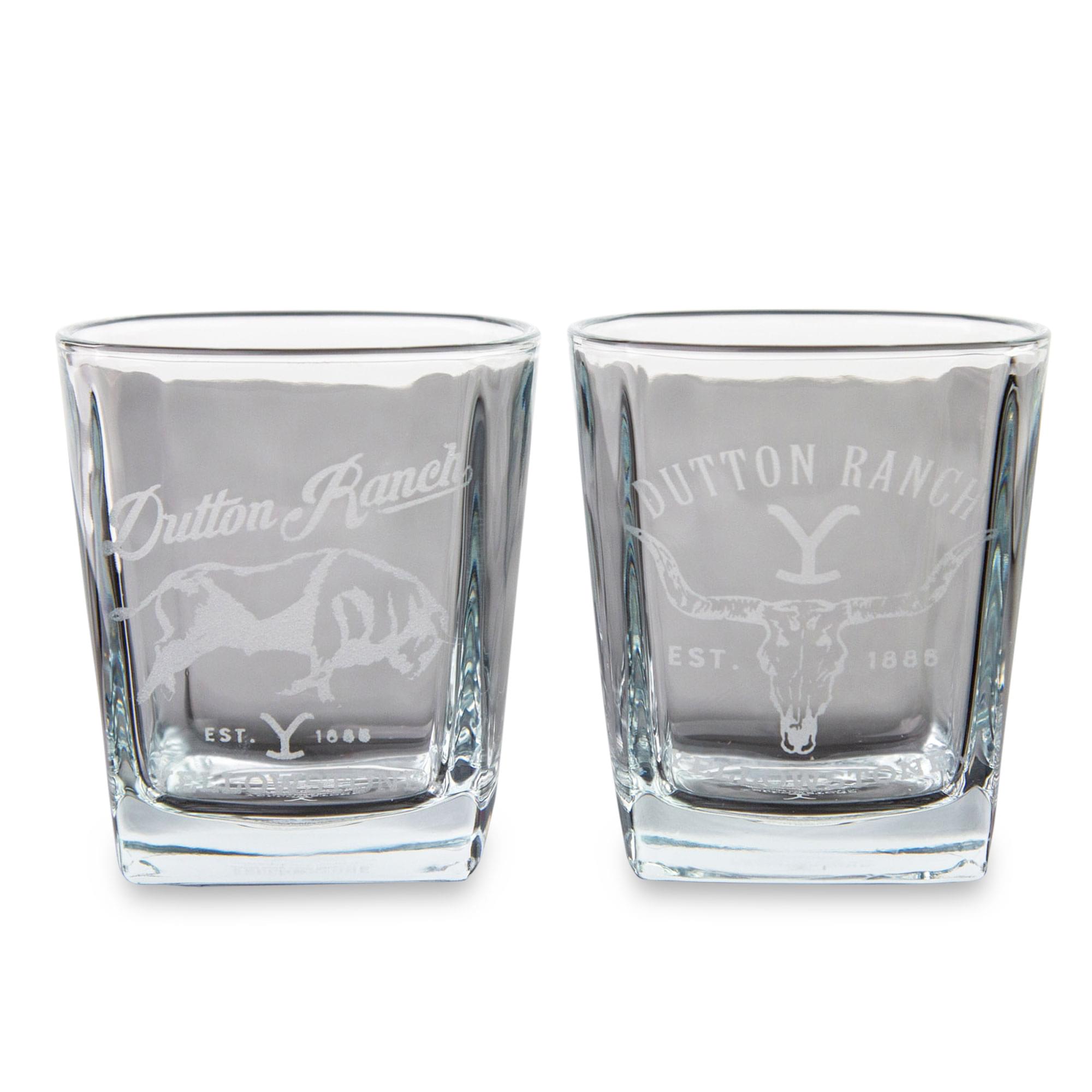 Silver Buffalo - Yellowstone Dutton Ranch 9-Ounce Mini Rocks Glasses | Set of 2 - Clear