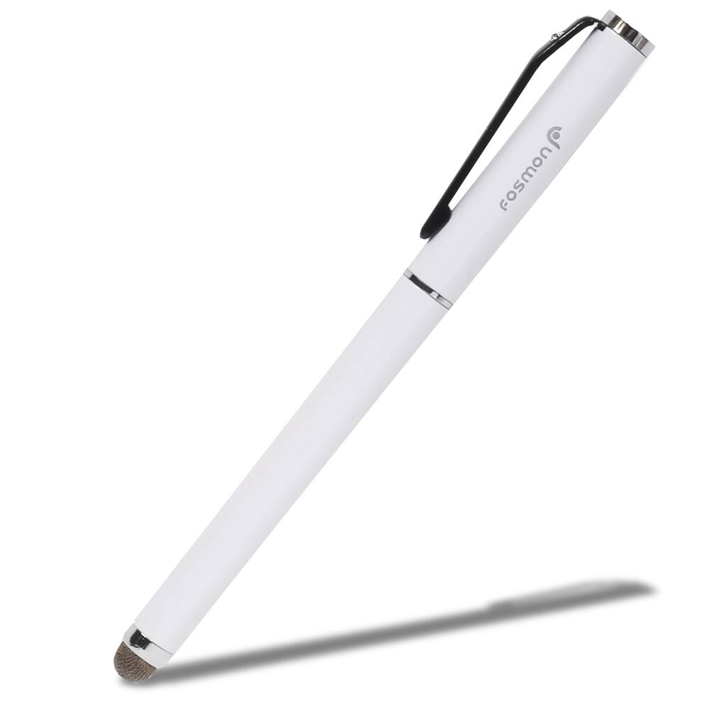 Front. Fosmon - 1x Universal Stylus Pen for iPad iPhone Tablet Stylus Pens for Touchscreen, Black Ink Ballpoint Pen Cap & Stylus Tip - White.