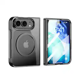 Dteck - for Apple iPhone Duo Magnetic Slim Thin Transparent Case Built-in Screen Protector Electroplating Bumper Hard PC Back - Black