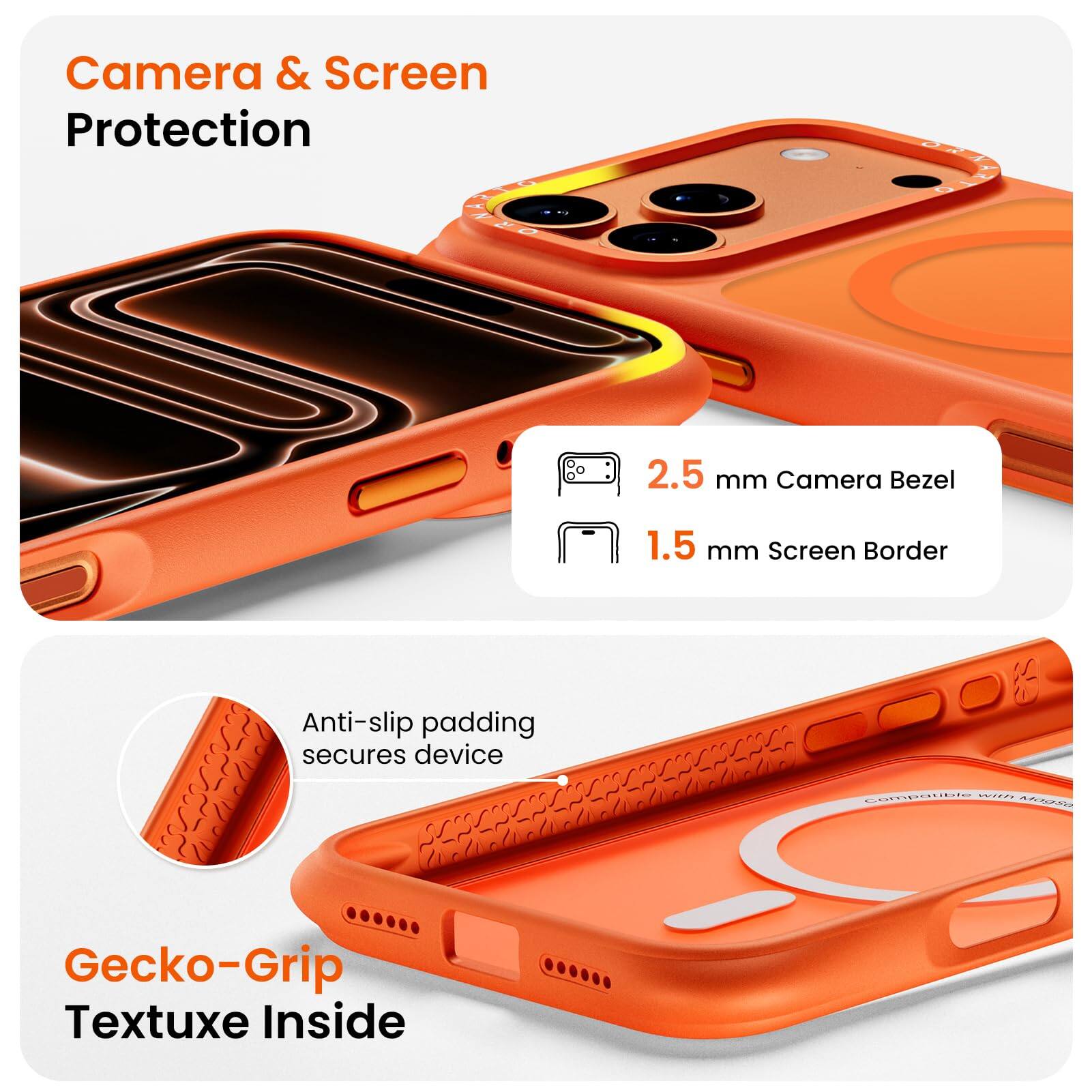 Camera & Screen Protection  
2.5 mm Camera Bezel  
1.5 mm Screen Border  
Anti-slip padding secures device  
Gecko-Grip Textuxe Inside