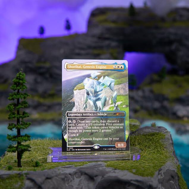 Shorikai, Genesis Engine 2 Legendary Artifact - Vehicle  
O: Draw two cards, then discard a card. Create a 1/1 colorless Pilot creature token with "This token crews Vehicles as though its power were 2 greater."  
Crew 8  
Shorikai, Genesis Engine can be your commander.  
8/8  
1880 2029 SLD