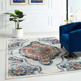 Modway - Entourage Malia Distressed Vintage Floral Vintage Medallion Area Rug - Multicolored