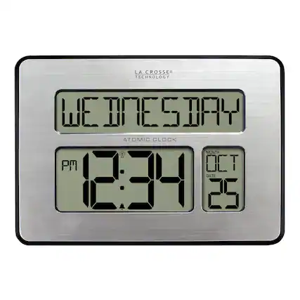 LA CROSSE TECHNOLOGY
ATOMIC CLOCK
WEDNESDAY
12:34 PM
MONTH OCT
DATE 25