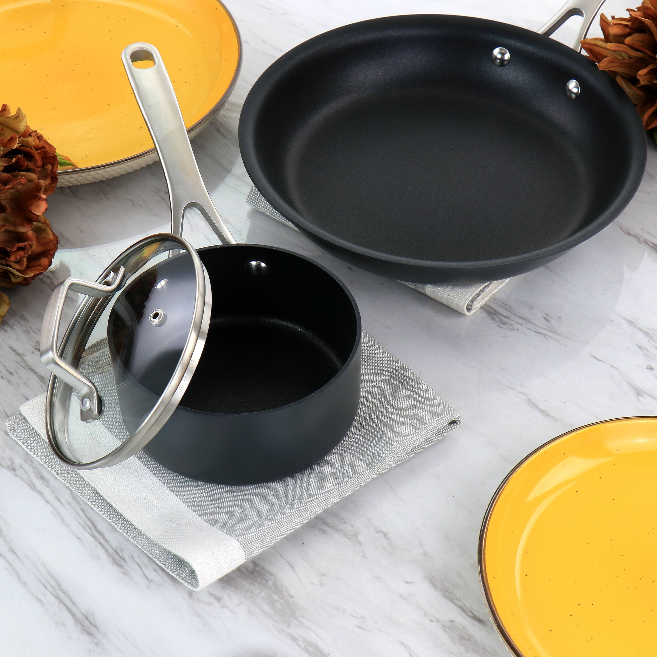 Alt View 8. Martha Stewart - Martha Stewart 10 Piece Nonstick Hard Aluminum Cookware Set in Matte Black - Matte Black.