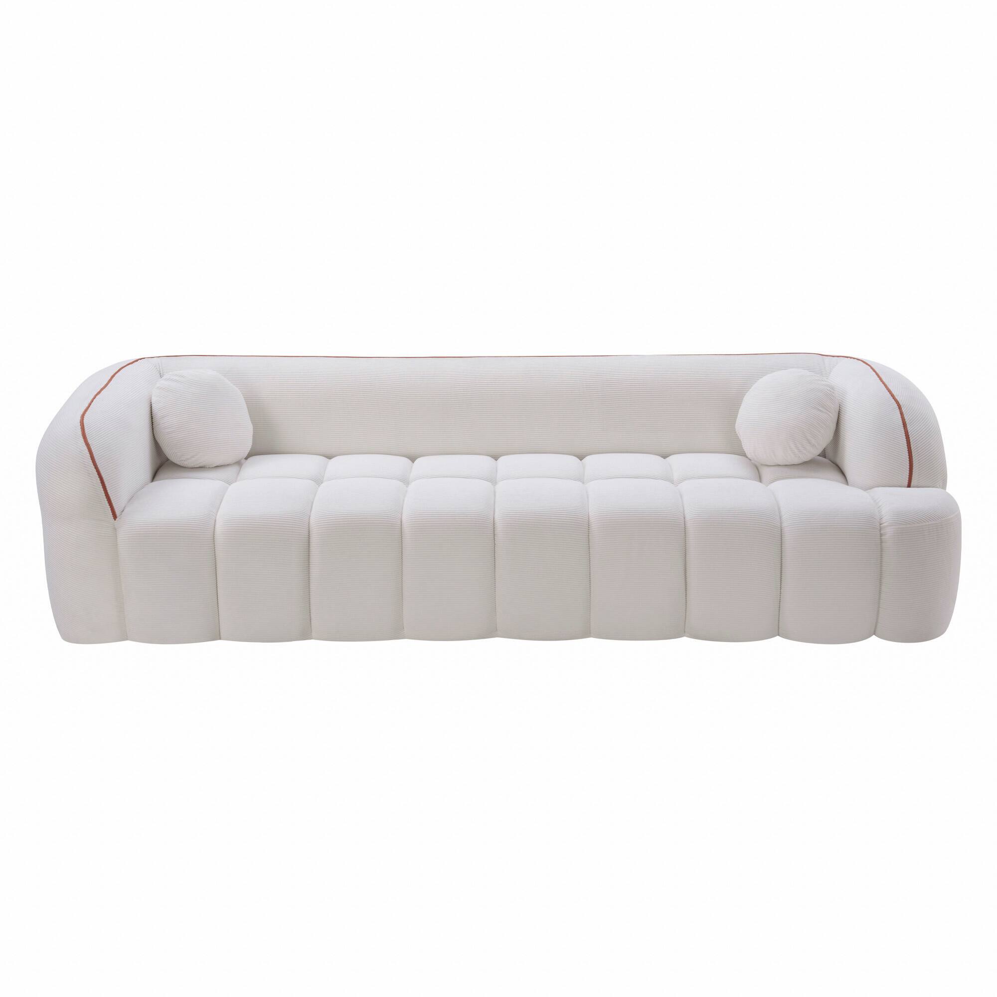 Angle. Boyel Living - 98.4-Inch Corduroy 3-Seat Cloud Sofa - White.
