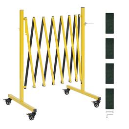VEVOR - Industrial Expandable Barricade, 12FT Expandable Safety Barrier, Flaxible Mobile Barricade with Locking Casters - Yellow + Black