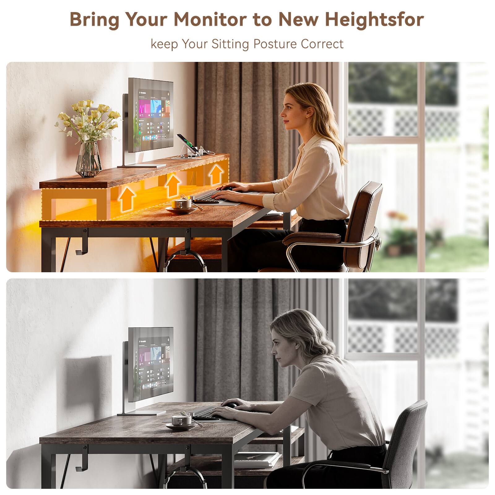 Bring Your Monitor to New Heights for keep Your Sitting Posture Correct