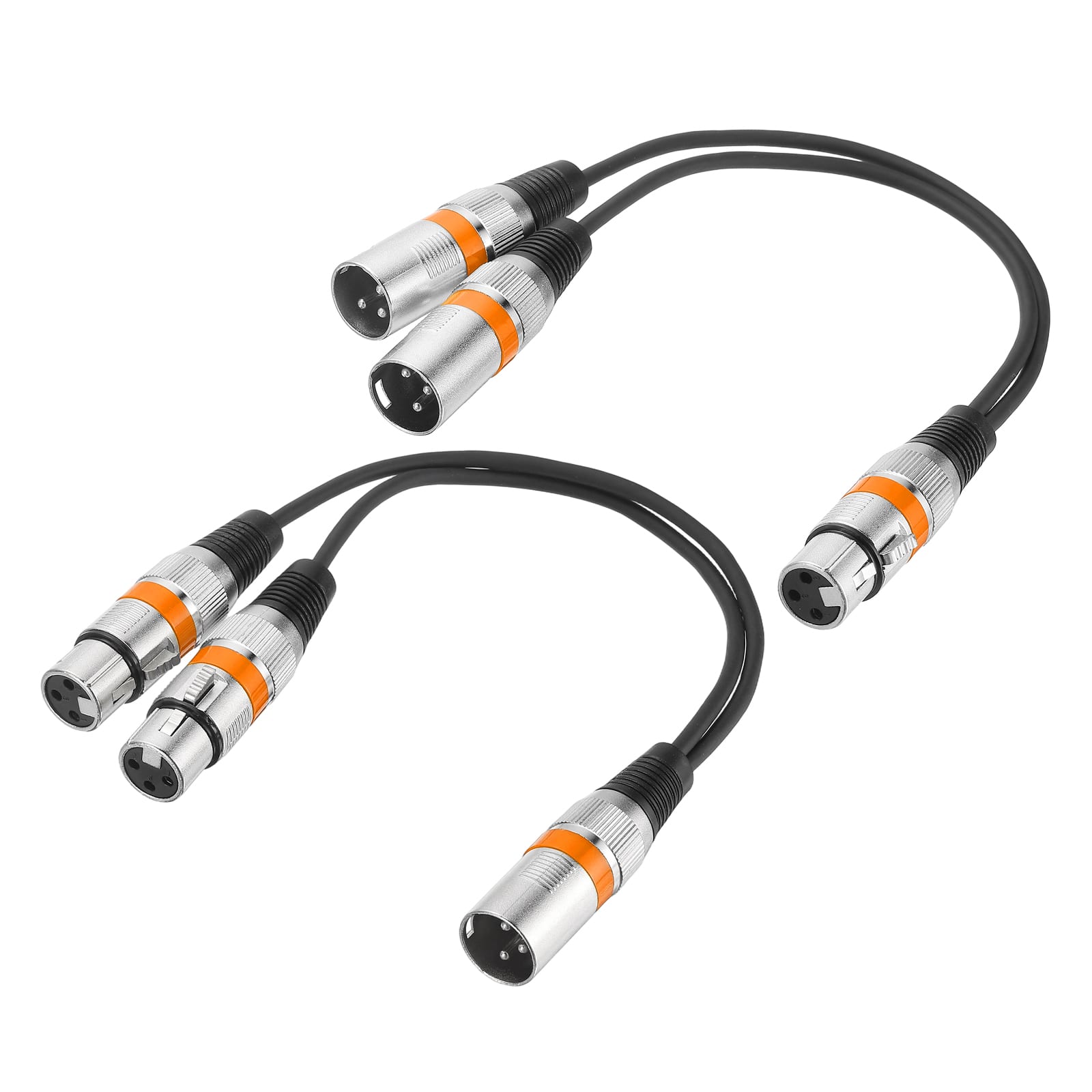 Unique Bargains - 2pcs XLR Splitter Cable, 1F to 2M & 1M to 2F Y Cables for Balanced Audio, Mixers, Microphones - Orange Circle