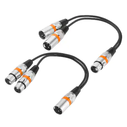 Front. Unique Bargains - 2pcs XLR Splitter Cable, 1F to 2M & 1M to 2F Y Cables for Balanced Audio, Mixers, Microphones - Orange Circle.