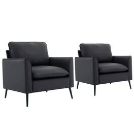 Kadyn - Faux Leather Upholstered 2-Piece Sofa Set, Nordic Retro Style Casual Sofa Chair for Living Room, Black - Black