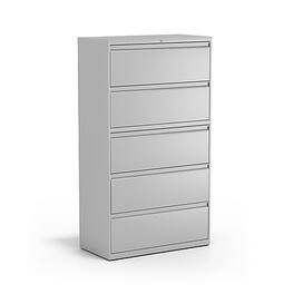Staples - 5-Drawer Lateral File Cabinet, Letter/Legal Size, Lockable, 67.63"H x 36"W x 18.63"D - Light Gray
