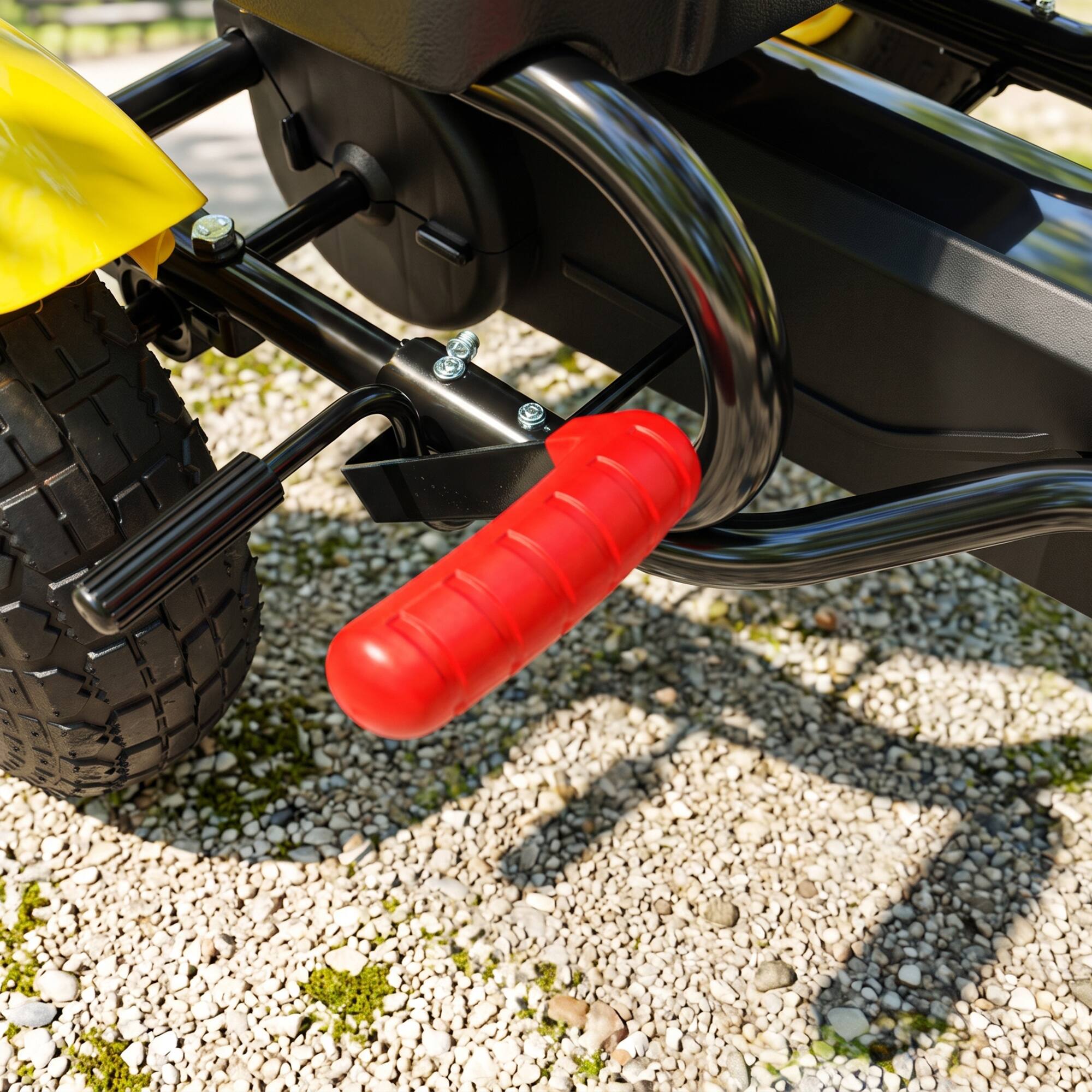 Alt View 8. Aosom - Pedal Go Kart, Outdoor Ride on Toys with Adjustable Seat, Sharp Handling, Handbrake - Yellow.