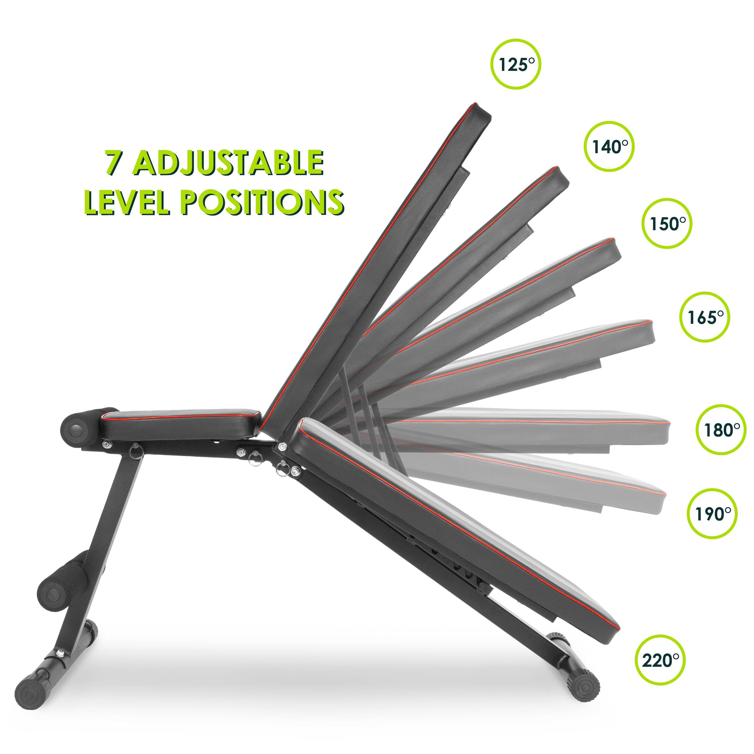 7 ADJUSTABLE LEVEL POSITIONS 125 140 150 165 180 190 220