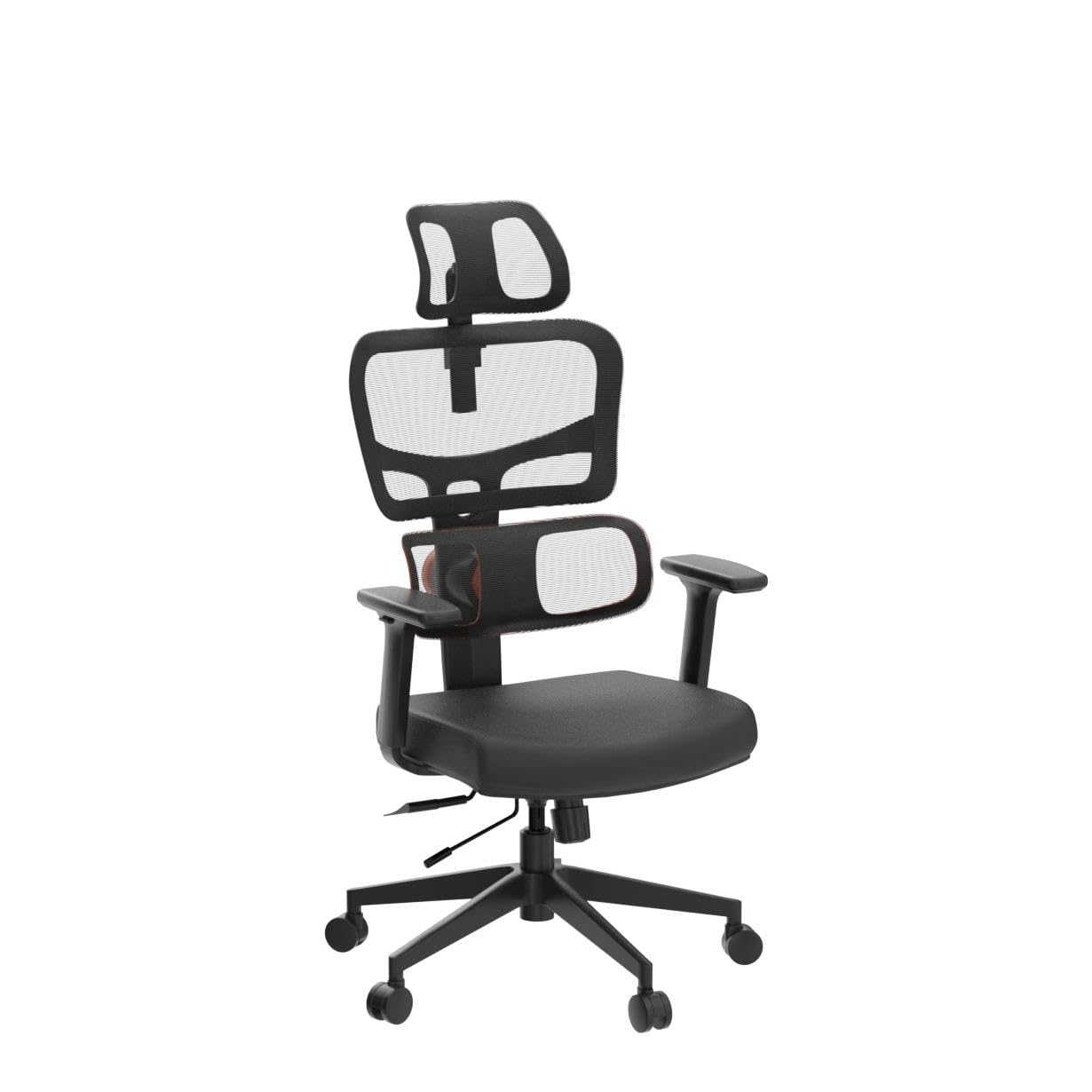 Angle. Newtral - NT001 Ergonomic Dual Back Office Chair with Fully Adaptive Lumbar Support, 3D Armrests, and Height-Adjustable Backrest - Black.