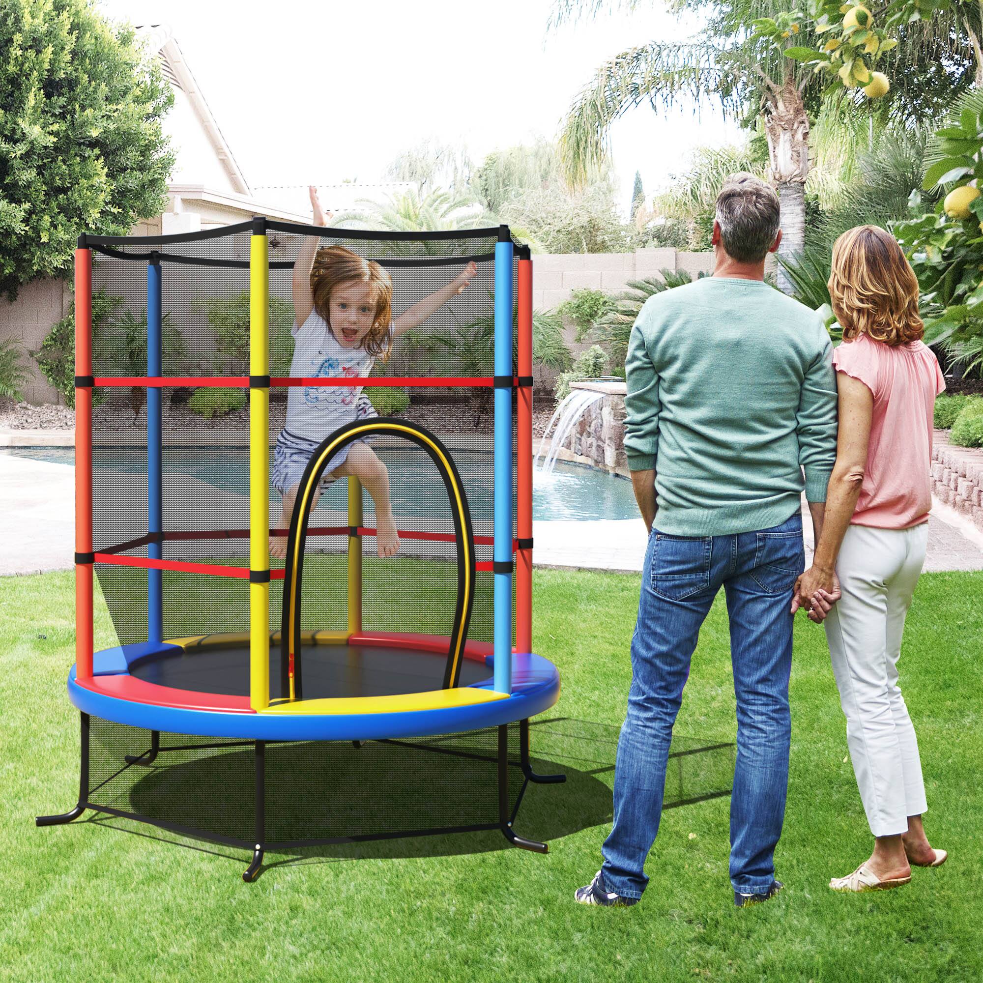 Alt View 7. Costway - Costway 55" Kids Trampoline Bouncing Jumping Mat Recreational Trampoline W/Enclosure Net - Yellow.