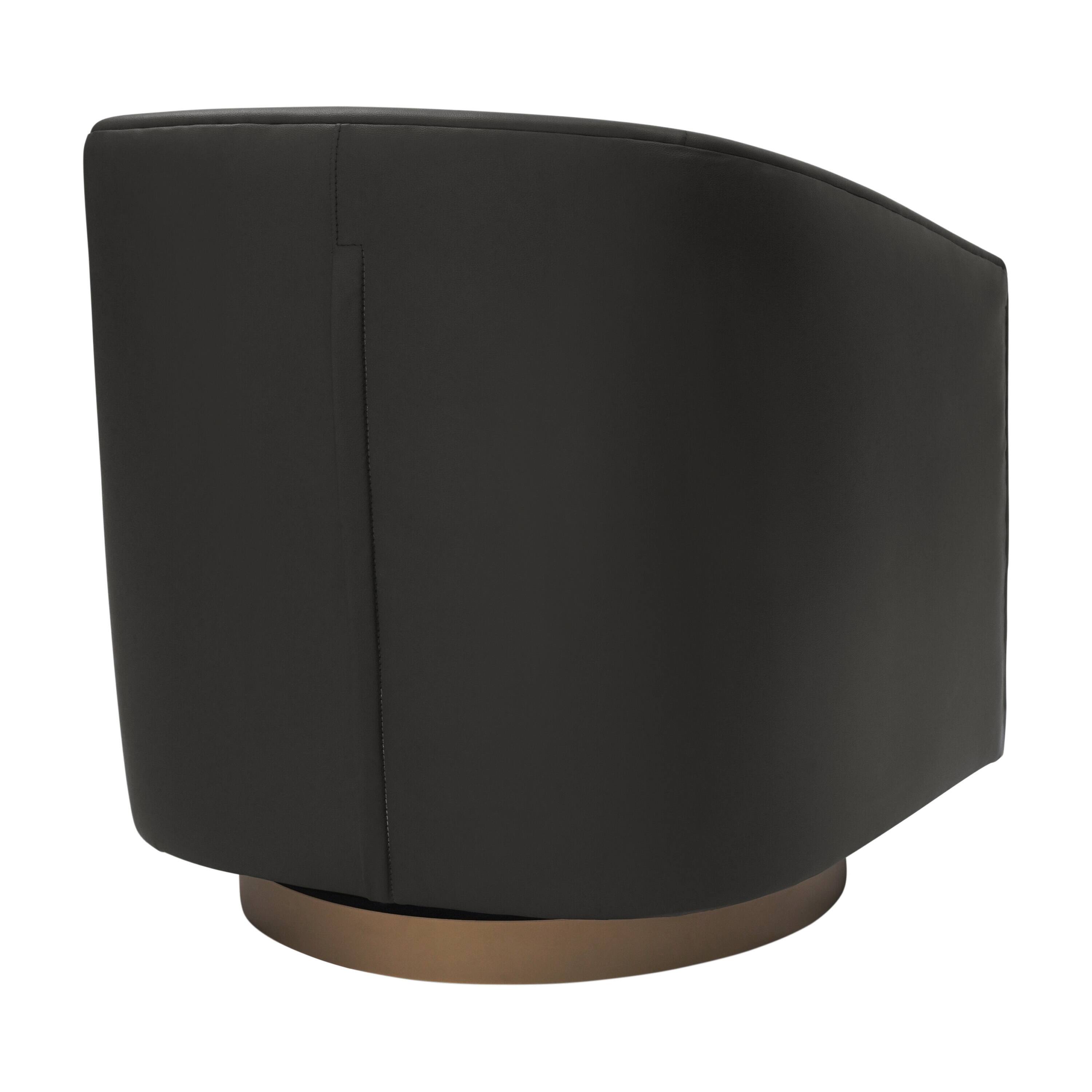 Alt View 4. Emma + Oliver - Della Club Style Barrel Accent Chair with 360 Degree Swivel Base and Sloped Armrests - Black.