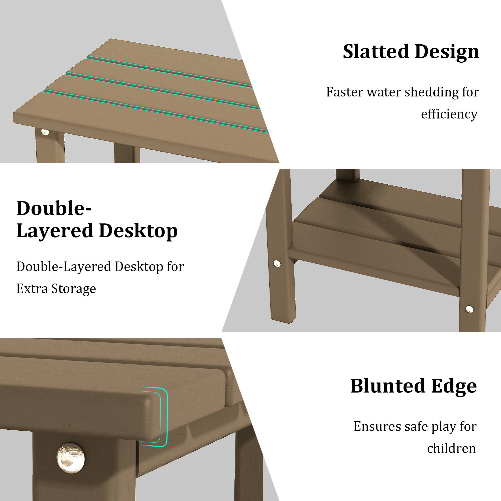 Slatted Design, Double-Layered Desktop, Blunted Edge
