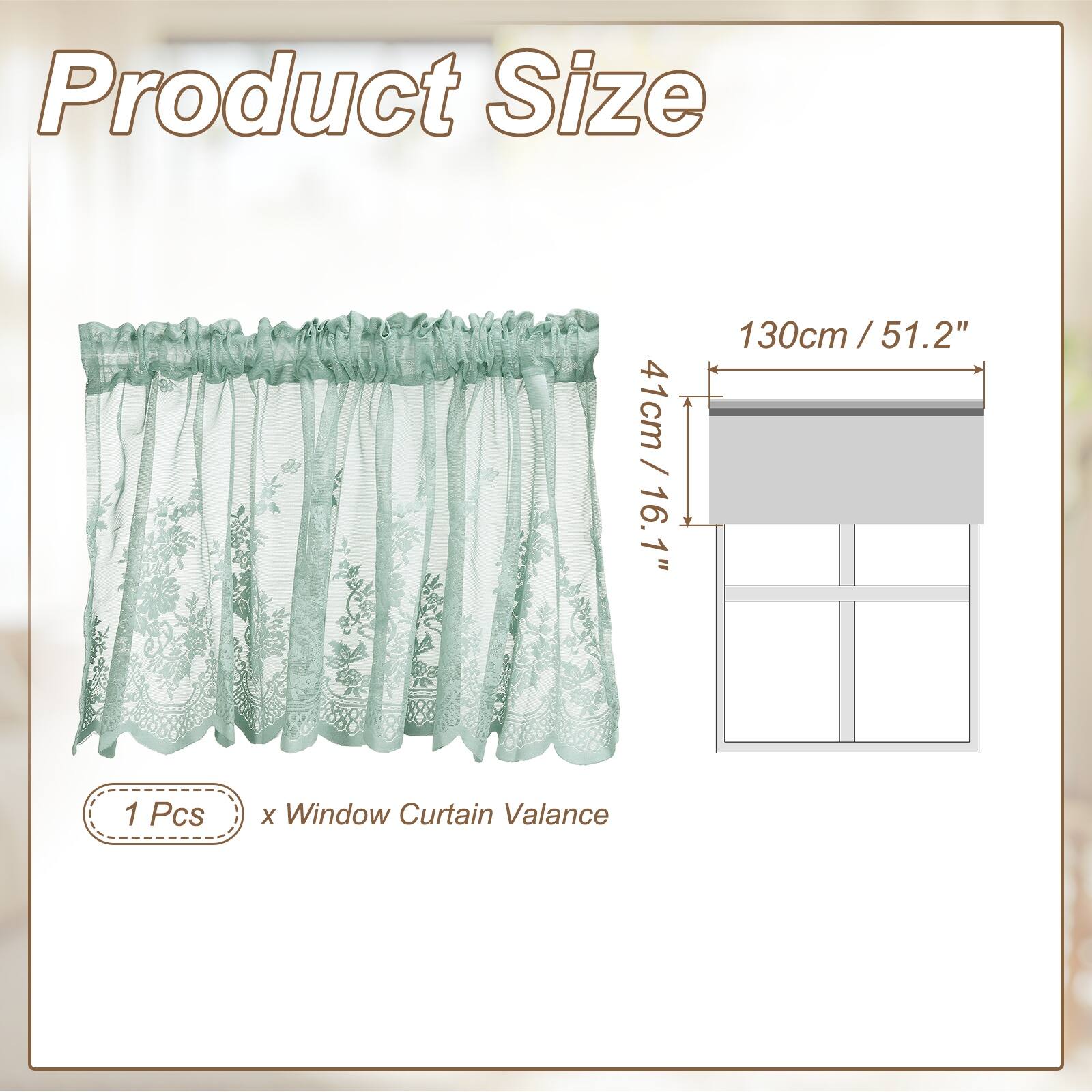 Product Size: 130cm / 51.2" x 41cm / 16.1"  
1 Pcs x Window Curtain Valance