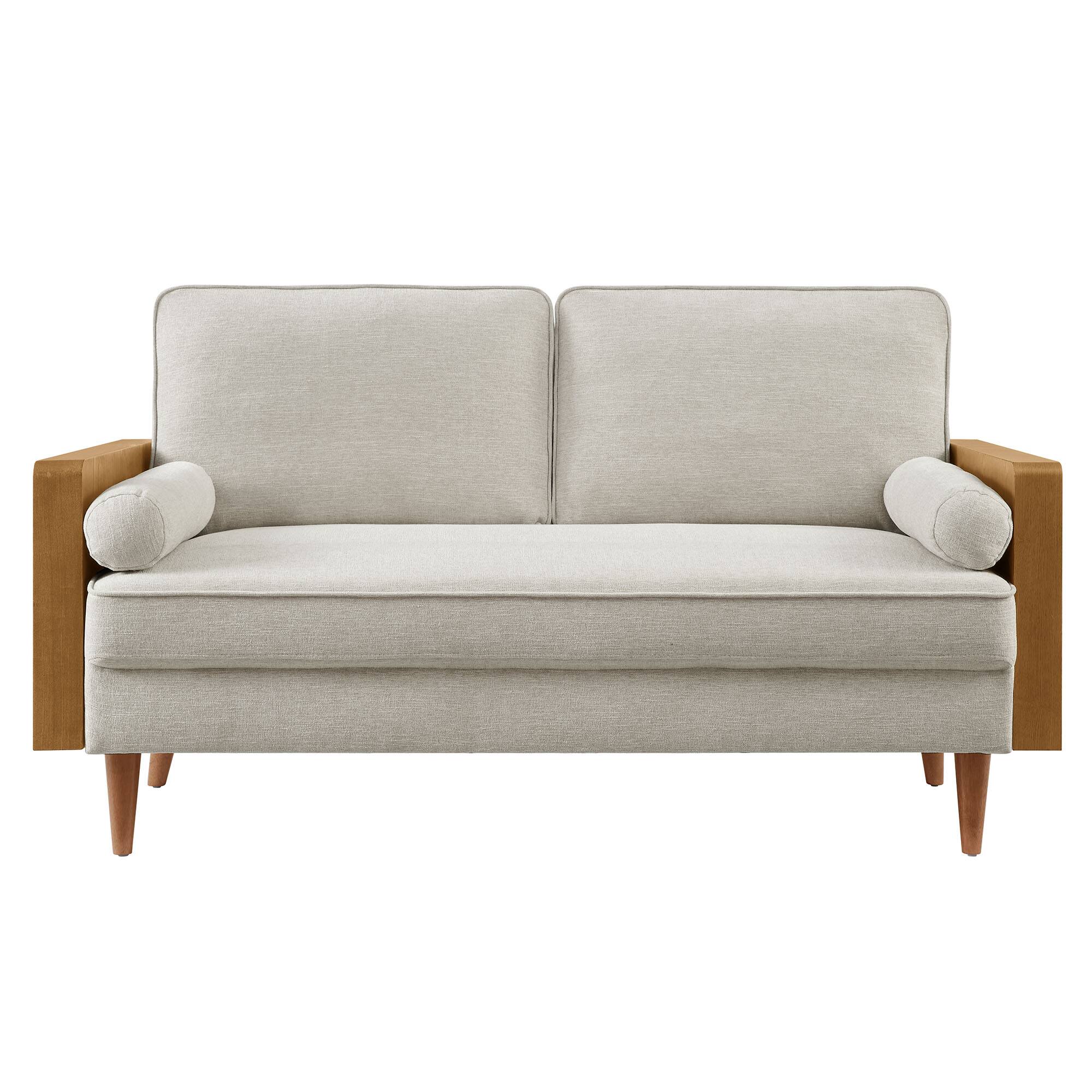 Alt View 4. Modway - Kellan Loveseat - Walnut Heathered Weave Ivory.