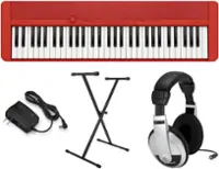 Casio - CT-S1RD Premium Pack with 61 Key Keyboard, Stand, AC Adapter, and Headphones - Red - Front_Zoom